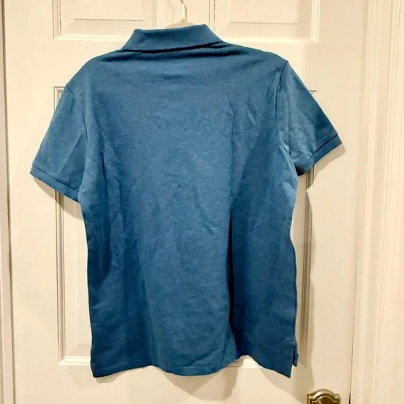 Men’s Ralph Lauren Blue Polo with Pink Logo - Size M Slim Fit - Picture 4 of 5